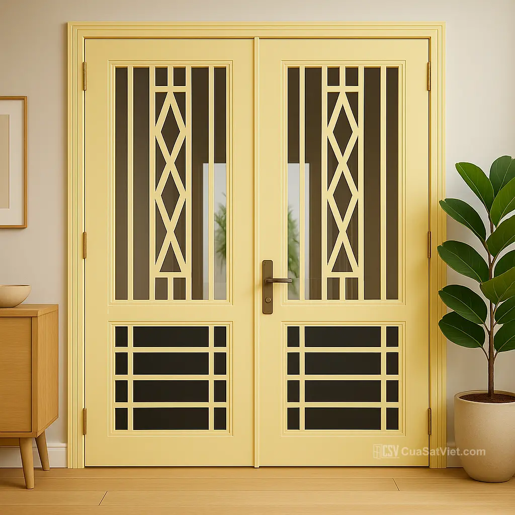Cửa sắt chung cư mở 2 chiều tiện lợi, phù hợp vị trí đi lại nhiều trong nhà