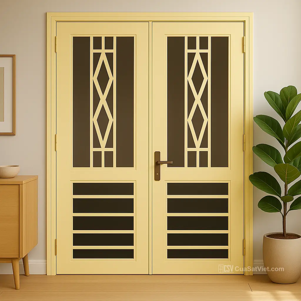Dòng cửa sắt chung cư khóa cơ truyền thống dễ thay thế, sửa chữa khi cần thiết