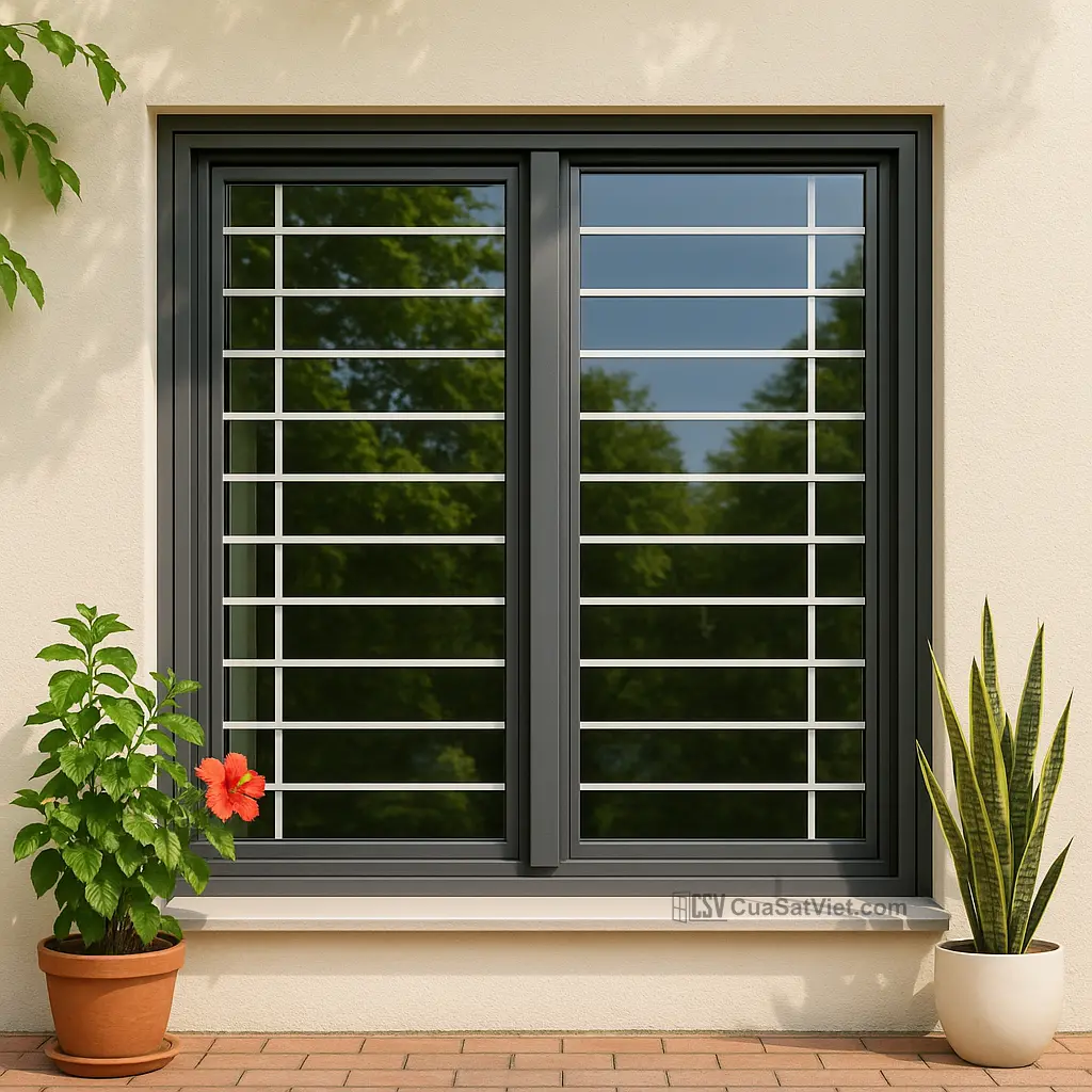 Cửa sổ sắt đơn giản phù hợp nhiều phong cách nhà ở, dễ phối nội thất