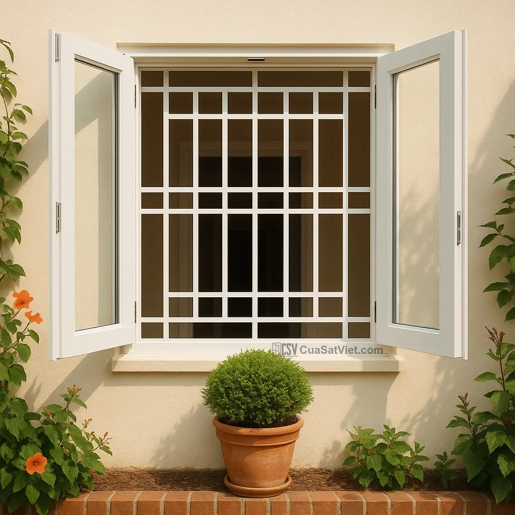 Cửa sổ sắt chống nước với lớp sơn đặc biệt bảo vệ khỏi thấm dột