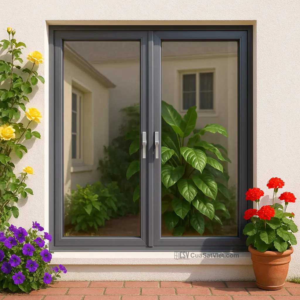 Cửa sổ sắt cánh mở trượt vận hành êm nhẹ, tiết kiệm diện tích phòng