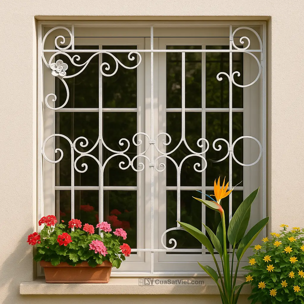 Mẫu cửa sổ sắt biệt thự sân vườn mang lại vẻ đẹp hoài cổ, gần gũi thiên nhiên