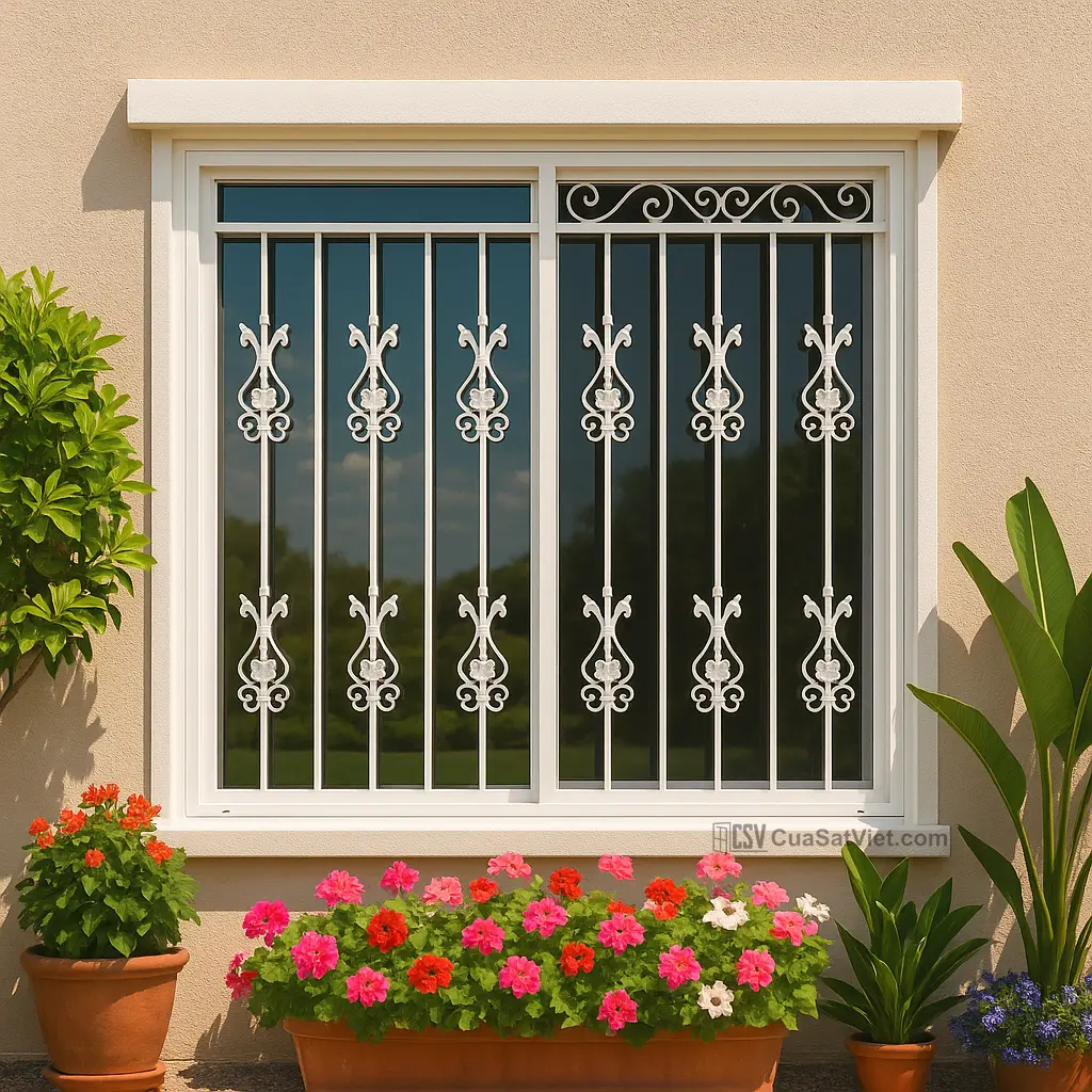 Cửa sổ sắt 4 cánh thuận tiện cho không gian lớn, lấy sáng tối đa